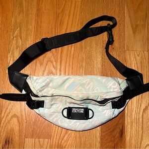 Versace Light Blue Logo Belt Bag